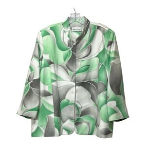 Alfred Dunner Women's Abstract Floral Print Collarless Jacket Size 20